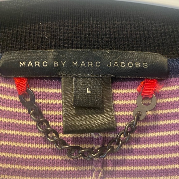 Marc By Marc Jacobs Multicolor Striped Pea Coat Sweater size large - Picture 3 of 4